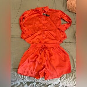 2 piece satin shorts set